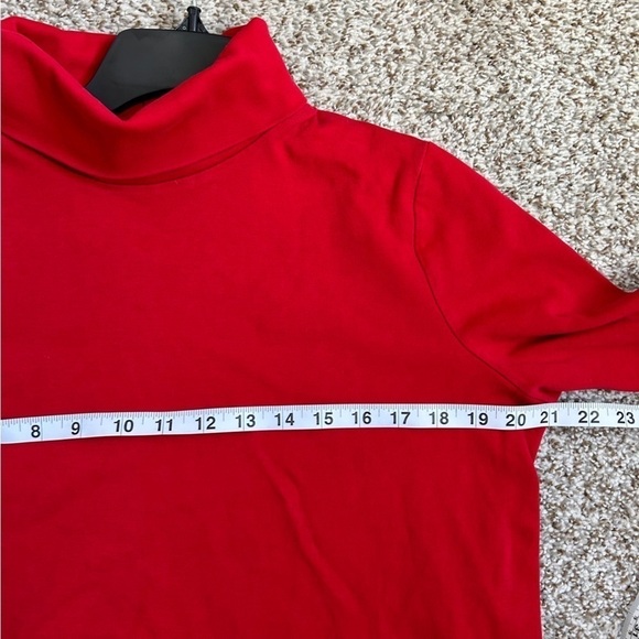Lands’ End Shaped Red Turtleneck Shirt Supima Cotton Casual Comfy Large - Picture 4 of 5